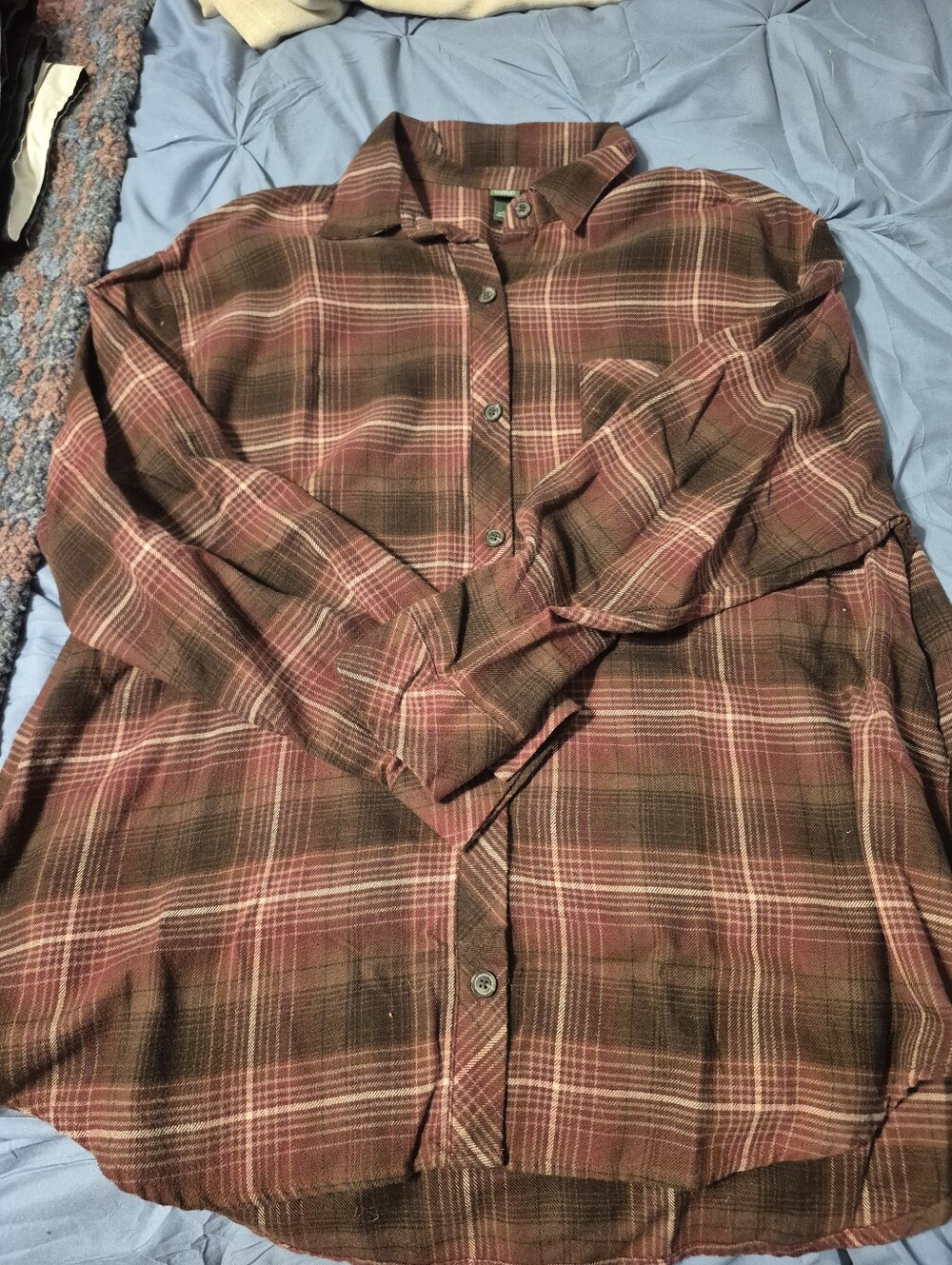wild fable Brown and Red Plaid Button-Down Shirt